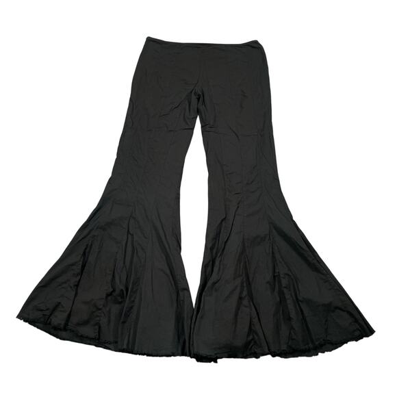 Jarbo Pants 34 US 4 Black Bell Bottom Flared Luxury Statement Boho Pima Cotton - Picture 2 of 13